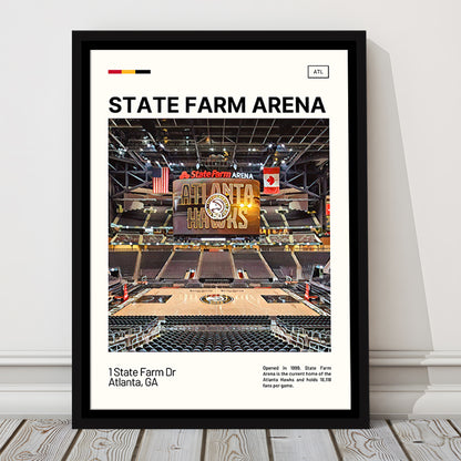 State Farm Arena Print, Atlanta Hawks Stadium Canvas Art, Man Cave Gift, Floating Framed Canvas Print Wall Art