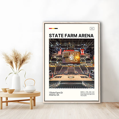 State Farm Arena Print, Atlanta Hawks Stadium Canvas Art, Man Cave Gift, Floating Framed Canvas Print Wall Art