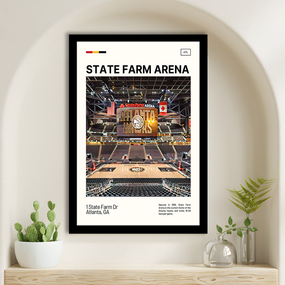 State Farm Arena Print, Atlanta Hawks Stadium Art, Gifts for him, Sport Art, Framed Art Print Wall Decor