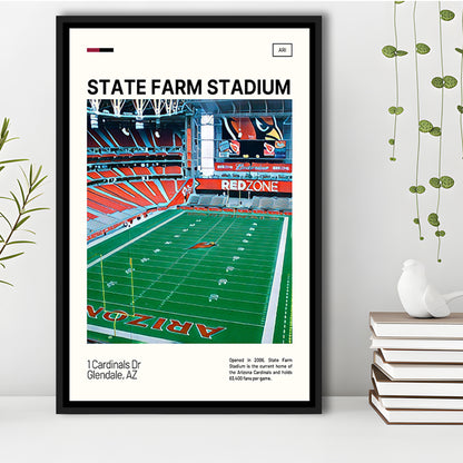 State Farm Stadium Print, Arizona Cardinals Stadium Canvas Art, Man Cave Gift, Floating Framed Canvas Print Wall Art