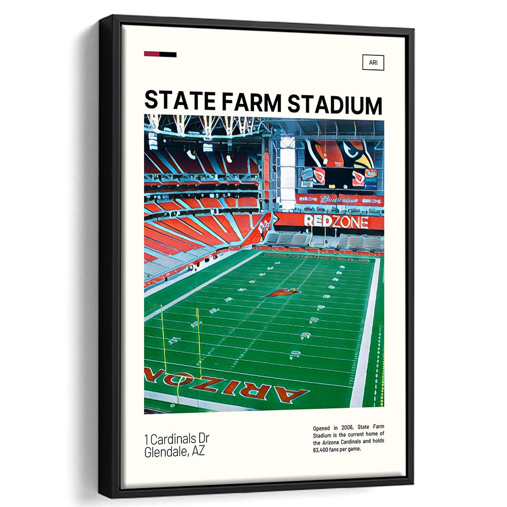 State Farm Stadium Print, Arizona Cardinals Stadium Canvas Art, Man Cave Gift, Floating Framed Canvas Print Wall Art