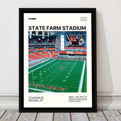 State Farm Stadium Print, Arizona Cardinals Stadium Canvas Art, Man Cave Gift, Floating Framed Canvas Print Wall Art