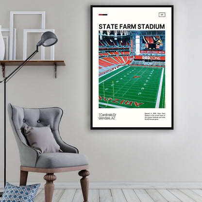 State Farm Stadium Print, Arizona Cardinals Stadium Canvas Art, Man Cave Gift, Floating Framed Canvas Print Wall Art