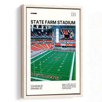 State Farm Stadium Print, Arizona Cardinals Stadium Canvas Art, Man Cave Gift, Floating Framed Canvas Print Wall Art