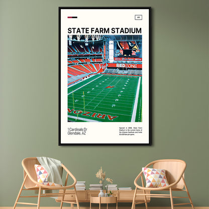 State Farm Stadium Print, Arizona Cardinals Stadium Canvas Art, Man Cave Gift, Floating Framed Canvas Print Wall Art
