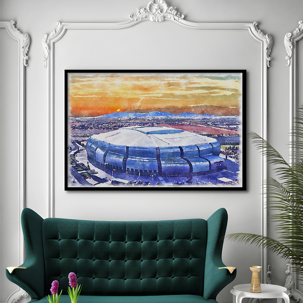 State Farm Painting Stadium Watercolor, Atlanta Georgia Watercolor, Sport Gift Art, Framed Art Print Wall Decor