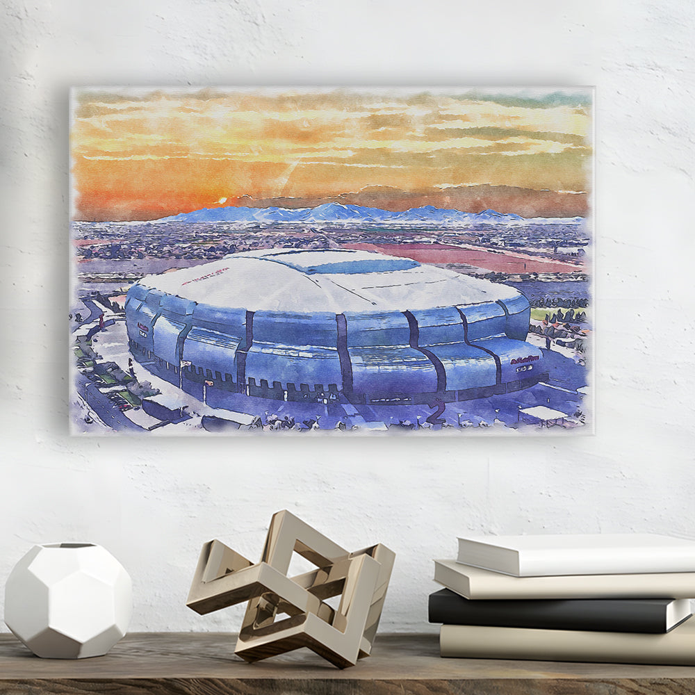 State Farm Painting Stadium Watercolor, Atlanta Georgia Watercolor, Sport Art, Gifts for him, Canvas Print Wall Art