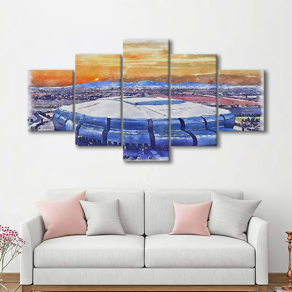 State Farm Painting Stadium Watercolor, Atlanta Georgia Watercolor, Sport Art, Mixed 5 Panel, Canvas Print Wall Art