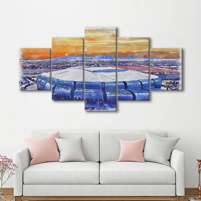 State Farm Painting Stadium Watercolor, Atlanta Georgia Watercolor, Sport Art, Mixed 5 Panel, Canvas Print Wall Art