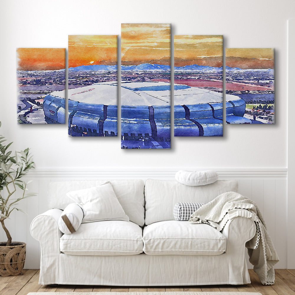 State Farm Painting Stadium Watercolor, Atlanta Georgia Watercolor, Sport Art, Mixed 5 Panel, Canvas Print Wall Art