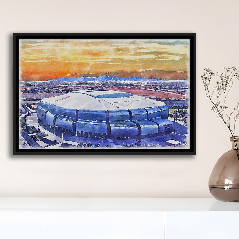 State Farm Painting Stadium Watercolor, Atlanta Georgia Watercolor, Sport Gift Art, Framed Canvas Print Wall Art