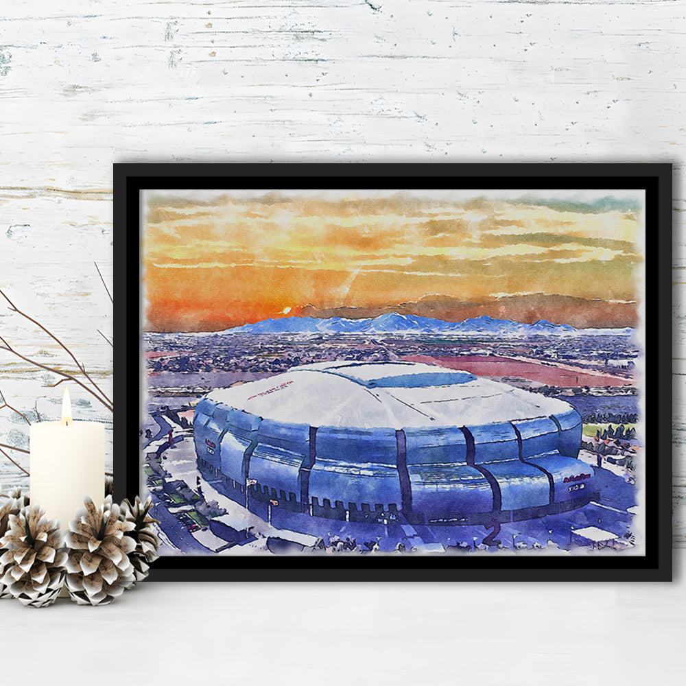State Farm Painting Stadium Watercolor, Atlanta Georgia Watercolor, Sport Gift Art, Framed Canvas Print Wall Art