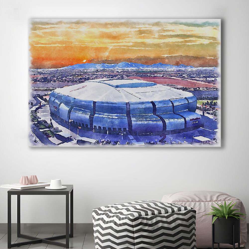 State Farm Painting Stadium Watercolor, Atlanta Georgia Watercolor, Sport Art, Gifts for him, Canvas Print Wall Art