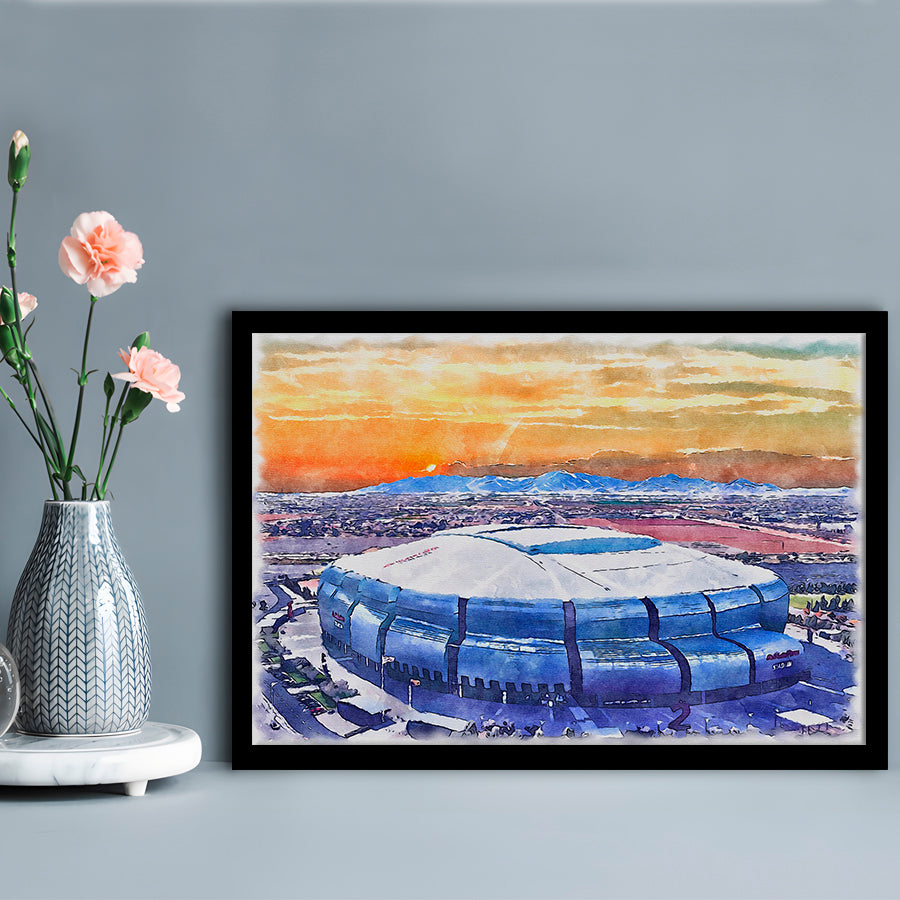 State Farm Painting Stadium Watercolor, Atlanta Georgia Watercolor, Sport Gift Art, Framed Art Print Wall Decor