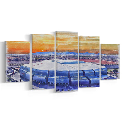 State Farm Painting Stadium Watercolor, Atlanta Georgia Watercolor, Sport Art, Mixed 5 Panel, Canvas Print Wall Art