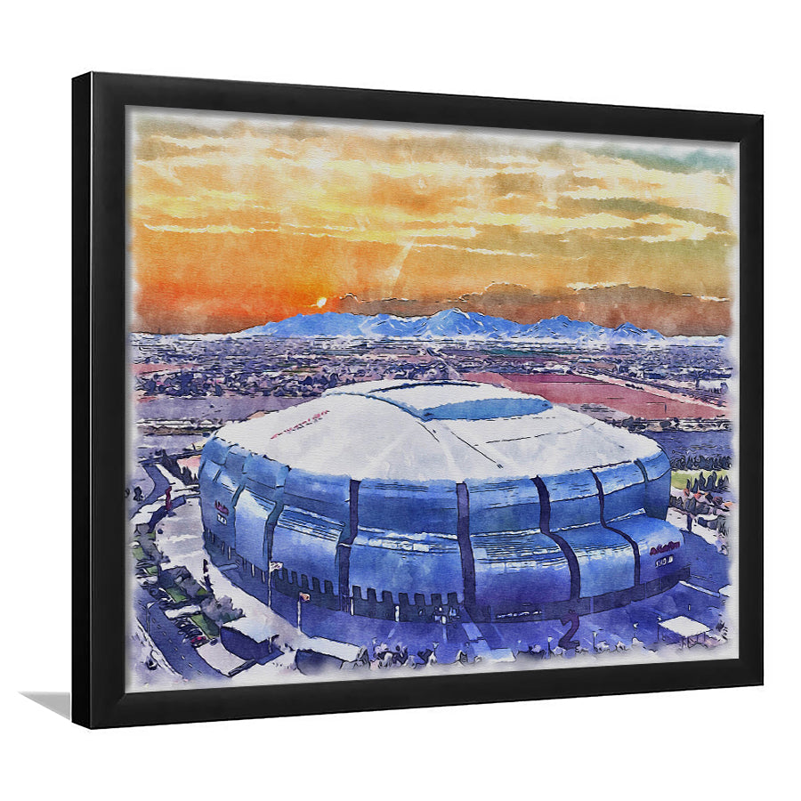 State Farm Painting Stadium Watercolor, Atlanta Georgia Watercolor, Sport Gift Art, Framed Art Print Wall Decor