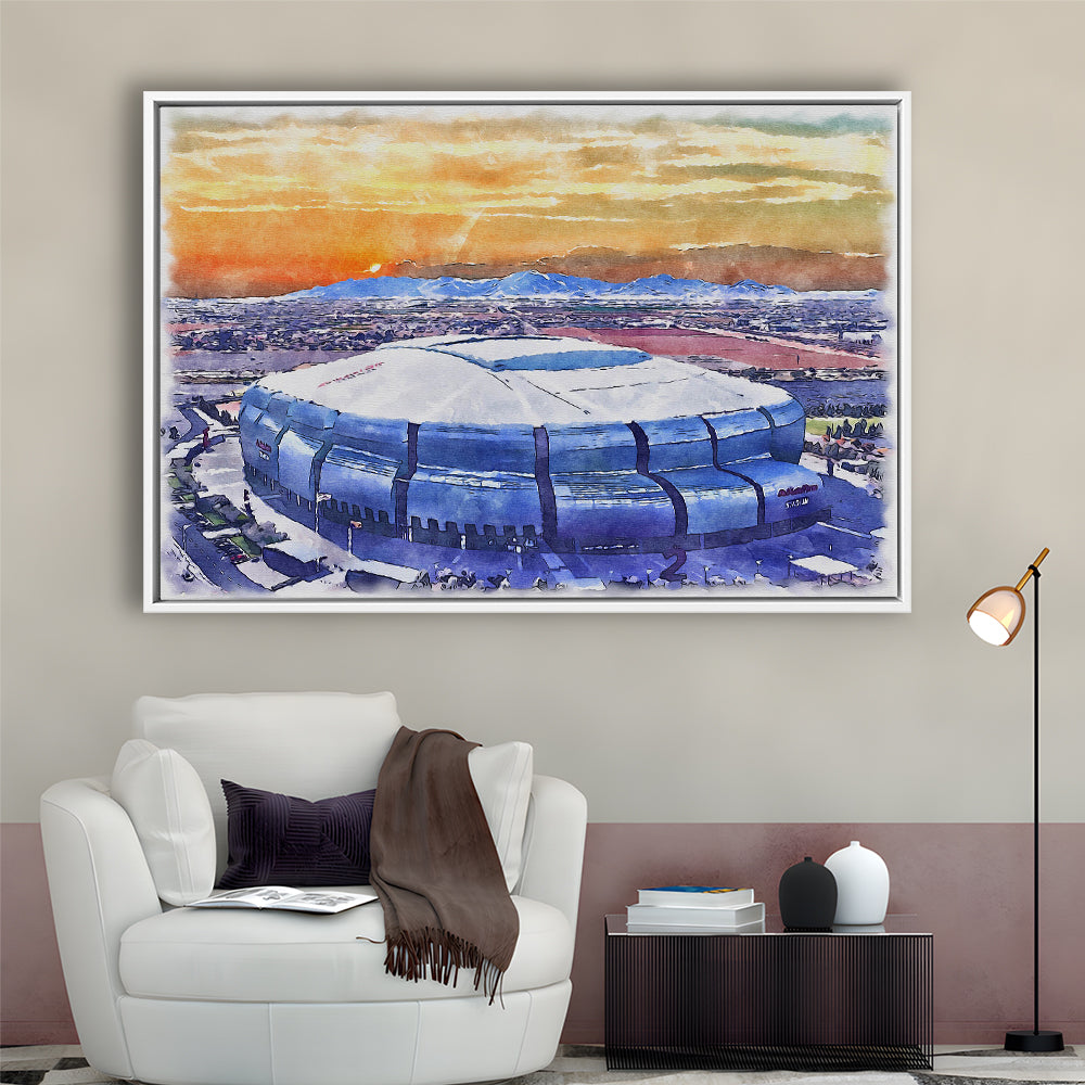 State Farm Painting Stadium Watercolor, Atlanta Georgia Watercolor, Sport Gift Art, Framed Canvas Print Wall Art