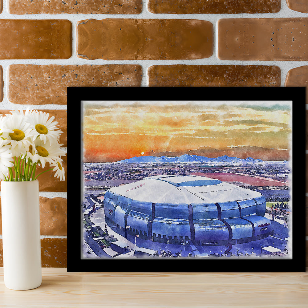 State Farm Painting Stadium Watercolor, Atlanta Georgia Watercolor, Sport Gift Art, Framed Art Print Wall Decor