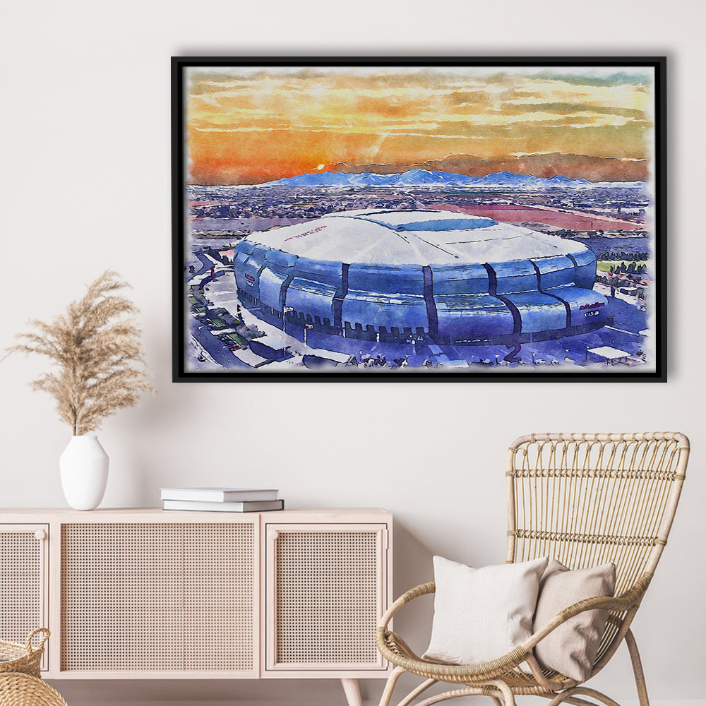 State Farm Painting Stadium Watercolor, Atlanta Georgia Watercolor, Sport Gift Art, Framed Canvas Print Wall Art