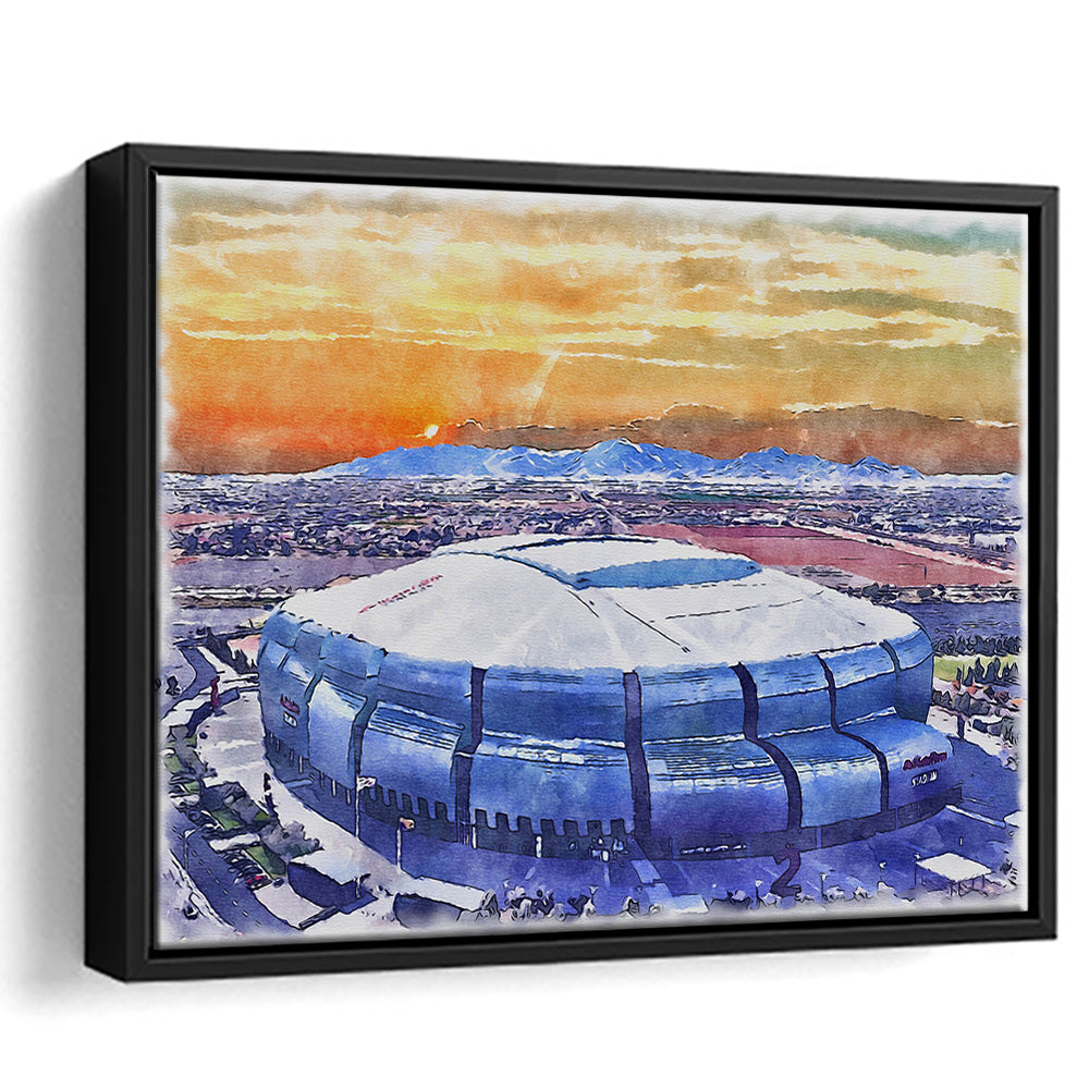 State Farm Painting Stadium Watercolor, Atlanta Georgia Watercolor, Sport Gift Art, Framed Canvas Print Wall Art