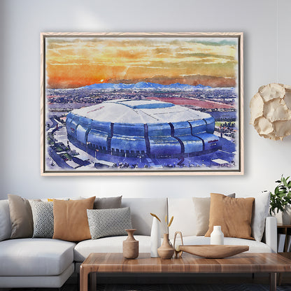 State Farm Painting Stadium Watercolor, Atlanta Georgia Watercolor, Sport Gift Art, Framed Canvas Print Wall Art