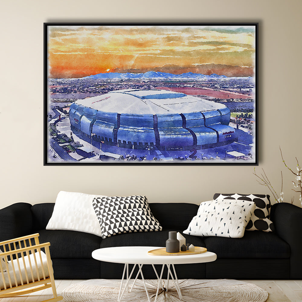 State Farm Painting Stadium Watercolor, Atlanta Georgia Watercolor, Sport Gift Art, Framed Canvas Print Wall Art