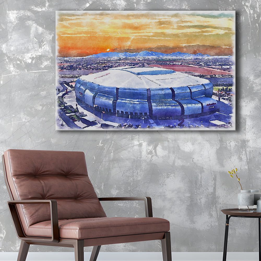State Farm Painting Stadium Watercolor, Atlanta Georgia Watercolor, Sport Art, Gifts for him, Canvas Print Wall Art