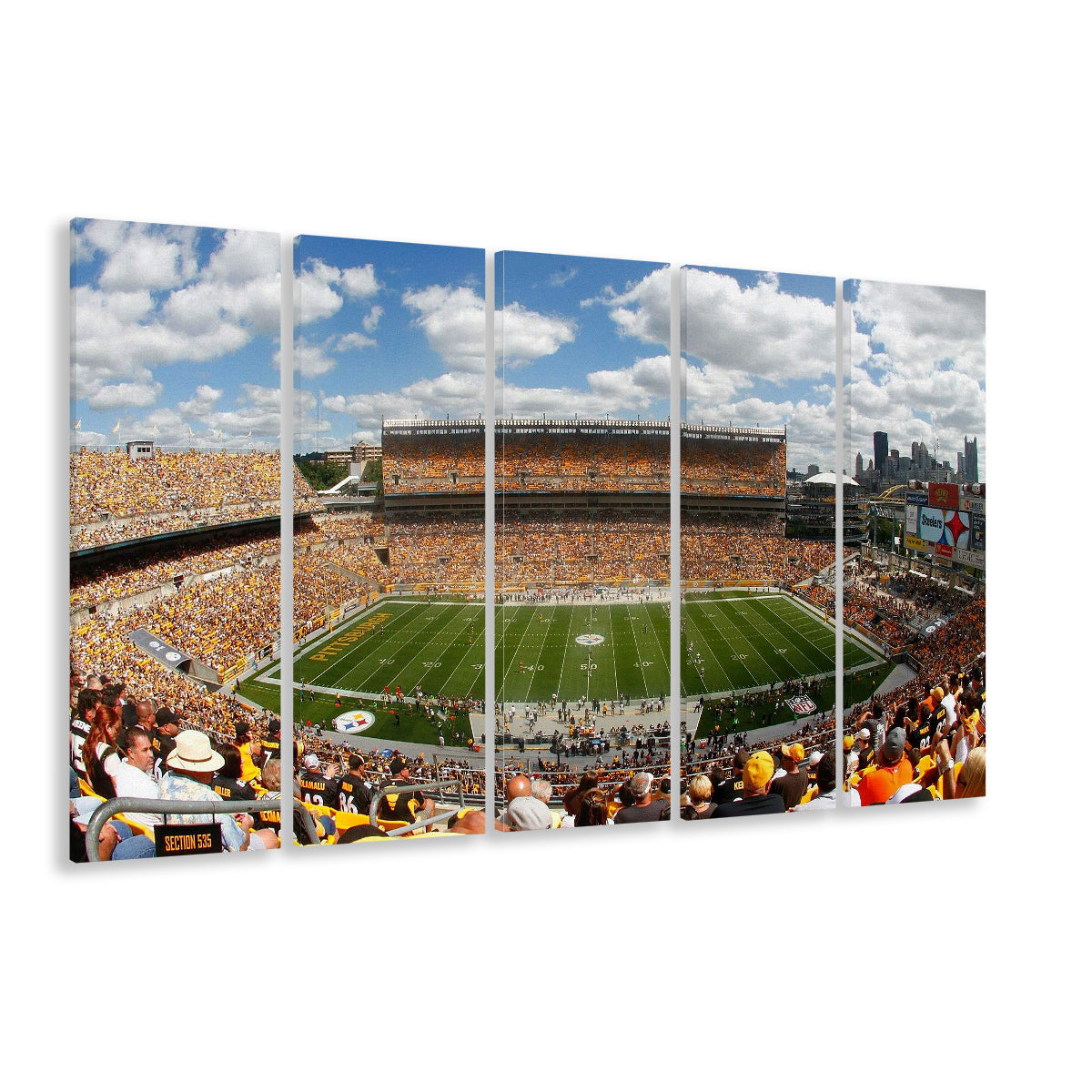 Steelers Heinz Field, Stadium Canvas, Sport Art, 5 Panel B, Extra Large Canvas, Canvas Print Wall Art