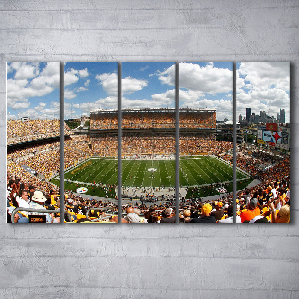 Steelers Heinz Field, Stadium Canvas, Sport Art, 5 Panel B, Extra Large Canvas, Canvas Print Wall Art