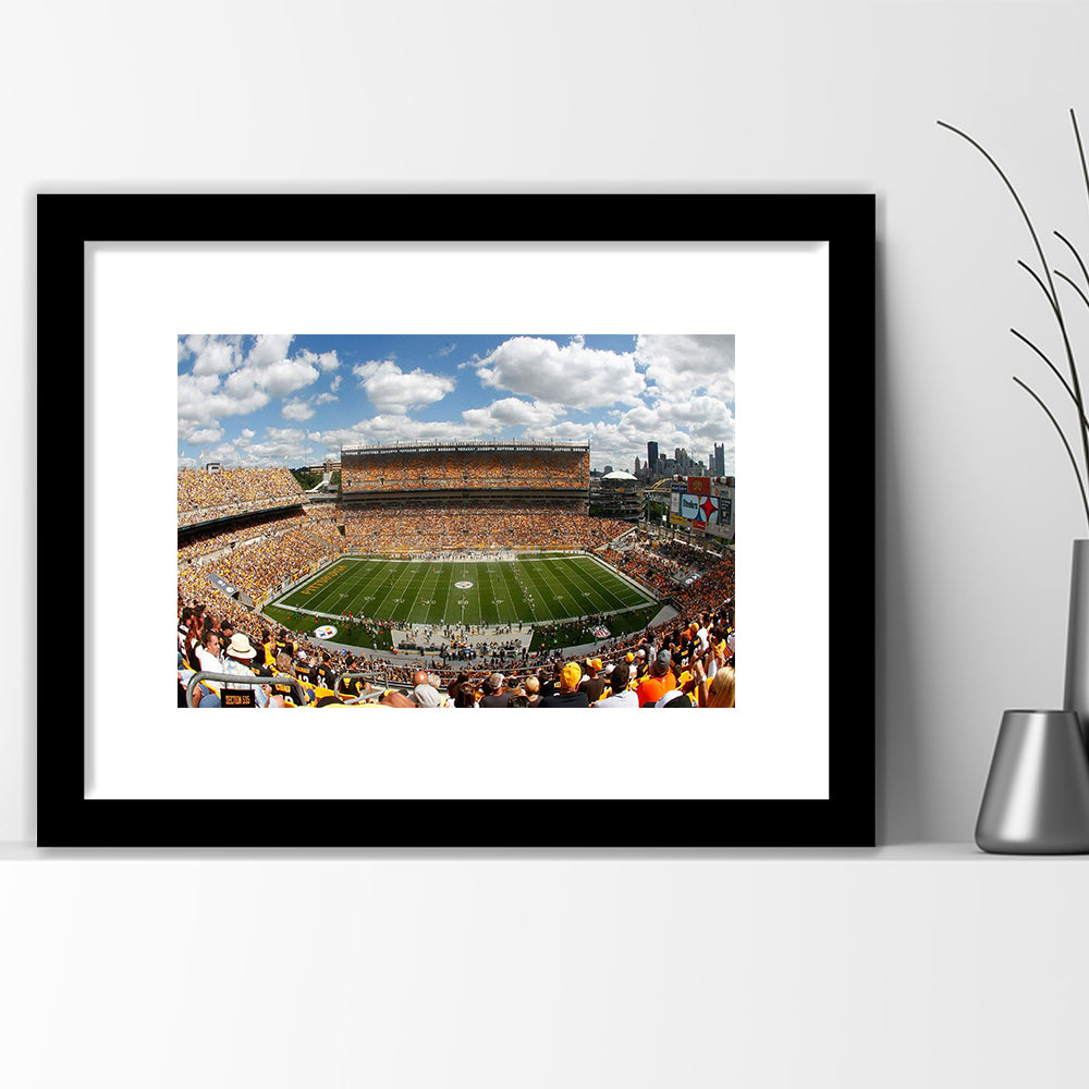 Steelers Heinz Field, Stadium Canvas, Sport Art, Gift for him, White Border Framed Art Print Wall Decor