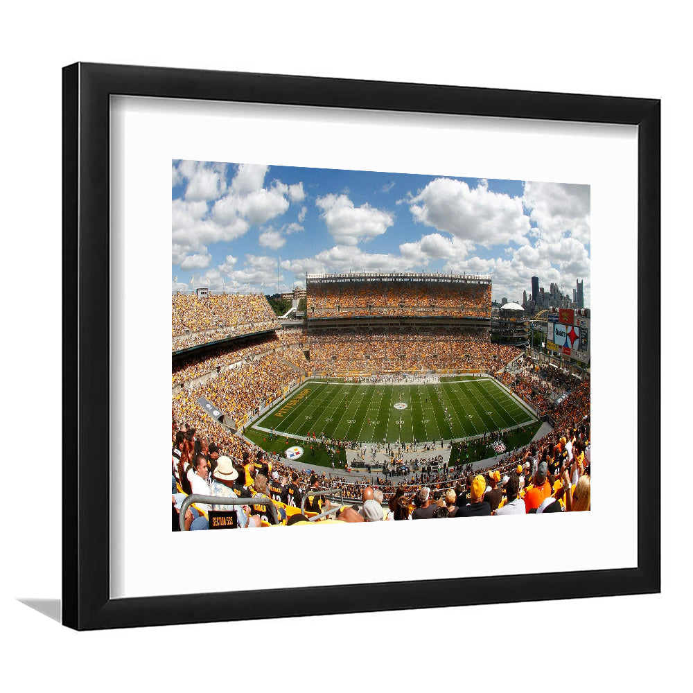 Steelers Heinz Field, Stadium Canvas, Sport Art, Gift for him, White Border Framed Art Print Wall Decor