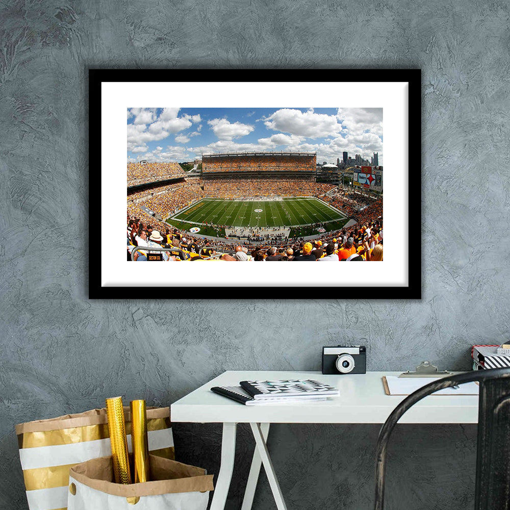 Steelers Heinz Field, Stadium Canvas, Sport Art, Gift for him, White Border Framed Art Print Wall Decor