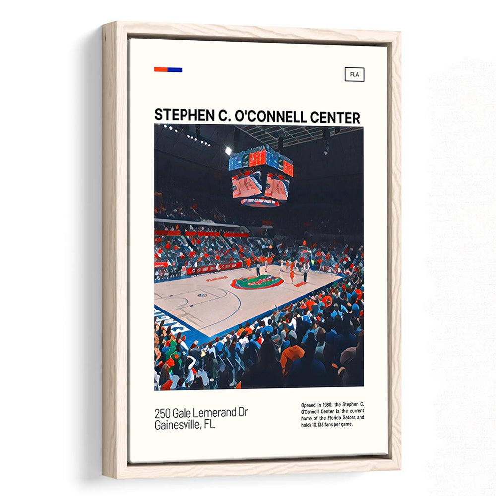 Stephen C. O'Connell Center Print, Florida Gators Stadium Canvas Art, Man Cave Gift, Floating Framed Canvas Print Wall Art