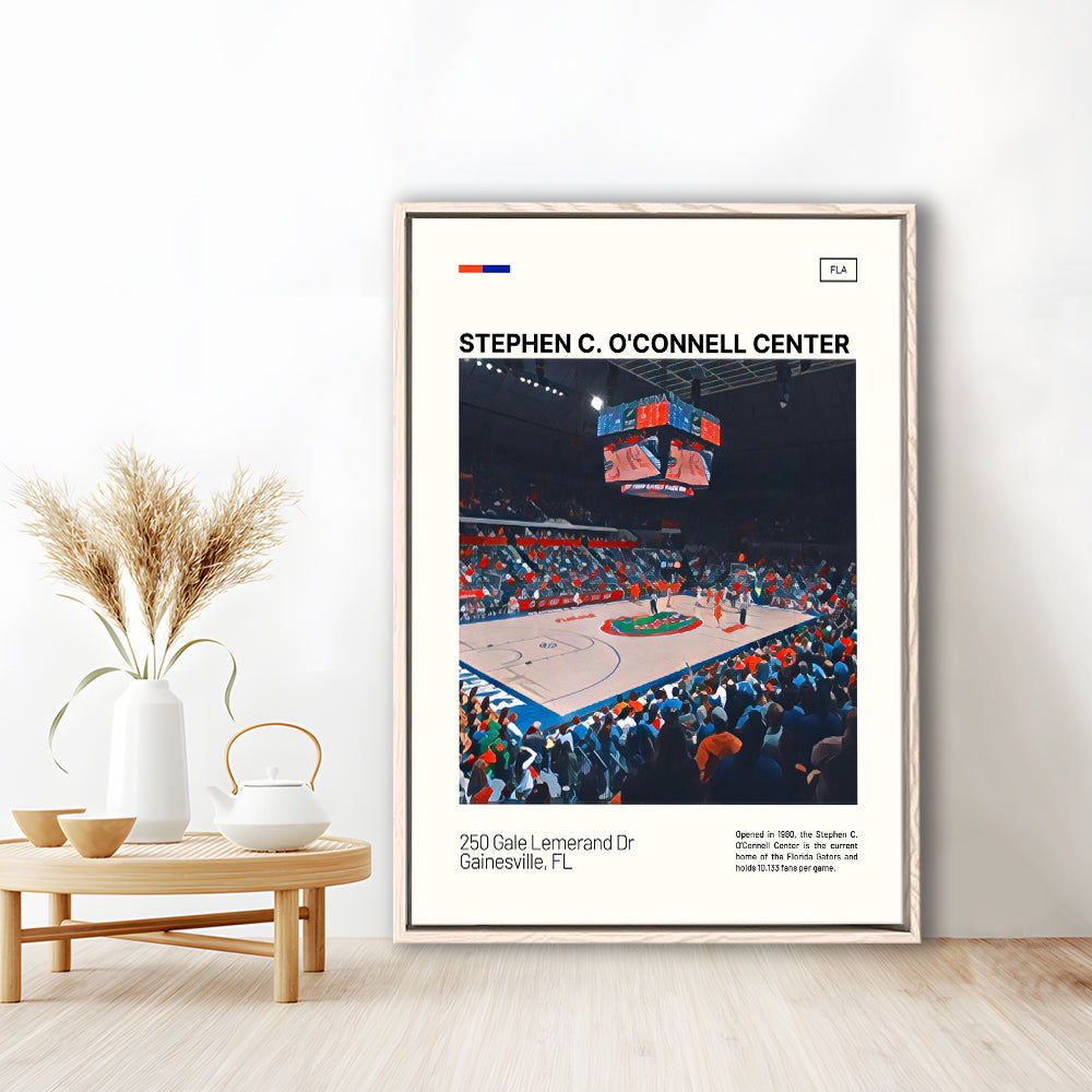 Stephen C. O'Connell Center Print, Florida Gators Stadium Canvas Art, Man Cave Gift, Floating Framed Canvas Print Wall Art