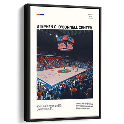 Stephen C. O'Connell Center Print, Florida Gators Stadium Canvas Art, Man Cave Gift, Floating Framed Canvas Print Wall Art
