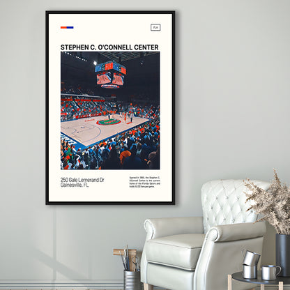Stephen C. O'Connell Center Print, Florida Gators Stadium Canvas Art, Man Cave Gift, Floating Framed Canvas Print Wall Art