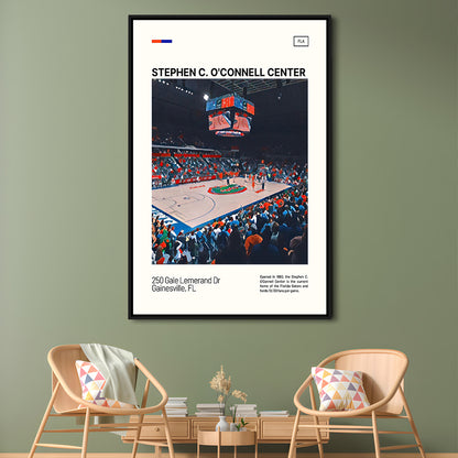 Stephen C. O'Connell Center Print, Florida Gators Stadium Canvas Art, Man Cave Gift, Floating Framed Canvas Print Wall Art