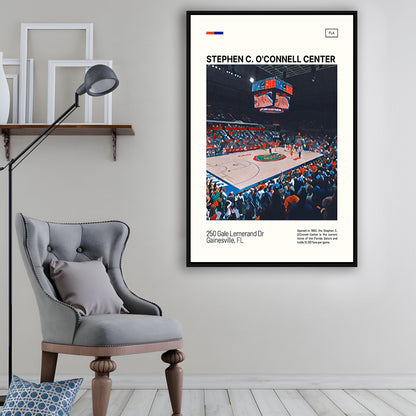 Stephen C. O'Connell Center Print, Florida Gators Stadium Canvas Art, Man Cave Gift, Floating Framed Canvas Print Wall Art