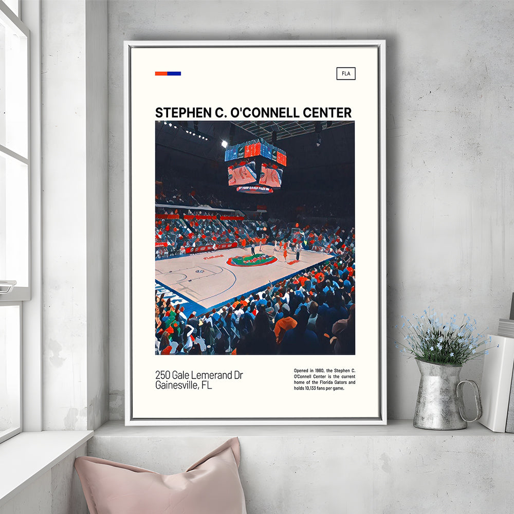 Stephen C. O'Connell Center Print, Florida Gators Stadium Canvas Art, Man Cave Gift, Floating Framed Canvas Print Wall Art