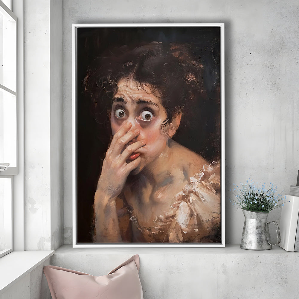 Stinky Bathroom Art Print Painting Vintage Print Toilet Humor Amusing, Framed Canvas Print Wall Art, Floating Frame