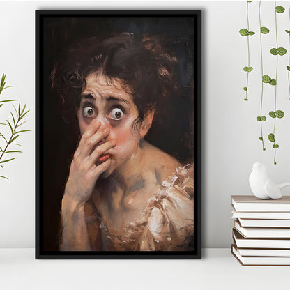 Stinky Bathroom Art Print Painting Vintage Print Toilet Humor Amusing, Framed Canvas Print Wall Art, Floating Frame