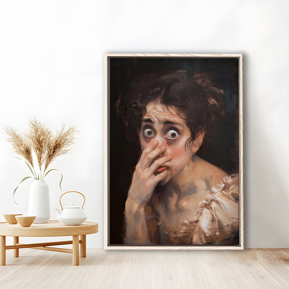 Stinky Bathroom Art Print Painting Vintage Print Toilet Humor Amusing, Framed Canvas Print Wall Art, Floating Frame