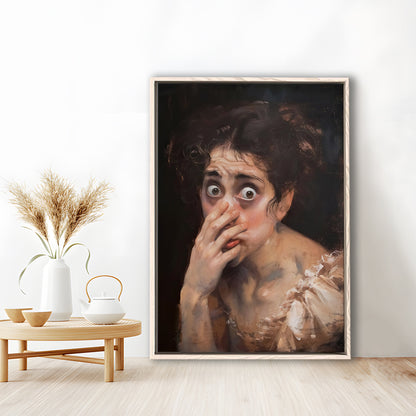 Stinky Bathroom Art Print Painting Vintage Print Toilet Humor Amusing, Framed Canvas Print Wall Art, Floating Frame
