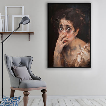 Stinky Bathroom Art Print Painting Vintage Print Toilet Humor Amusing, Framed Canvas Print Wall Art, Floating Frame