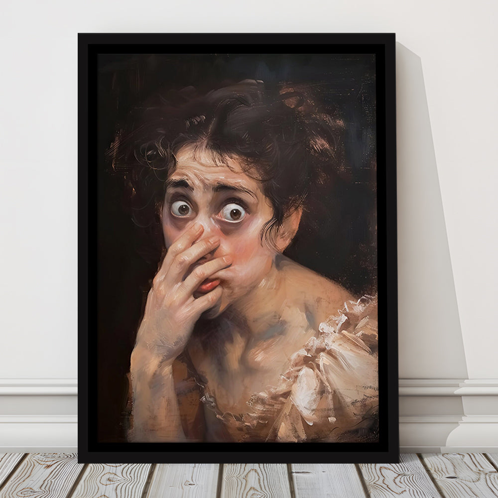 Stinky Bathroom Art Print Painting Vintage Print Toilet Humor Amusing, Framed Canvas Print Wall Art, Floating Frame