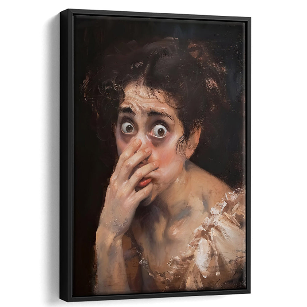 Stinky Bathroom Art Print Painting Vintage Print Toilet Humor Amusing, Framed Canvas Print Wall Art, Floating Frame