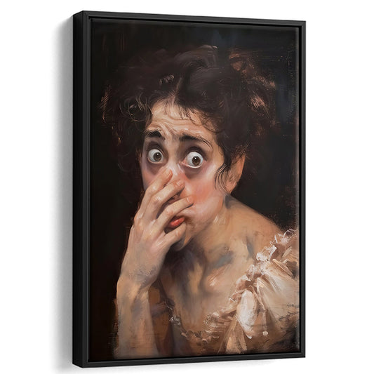 Stinky Bathroom Art Print Painting Vintage Print Toilet Humor Amusing, Framed Canvas Print Wall Art, Floating Frame