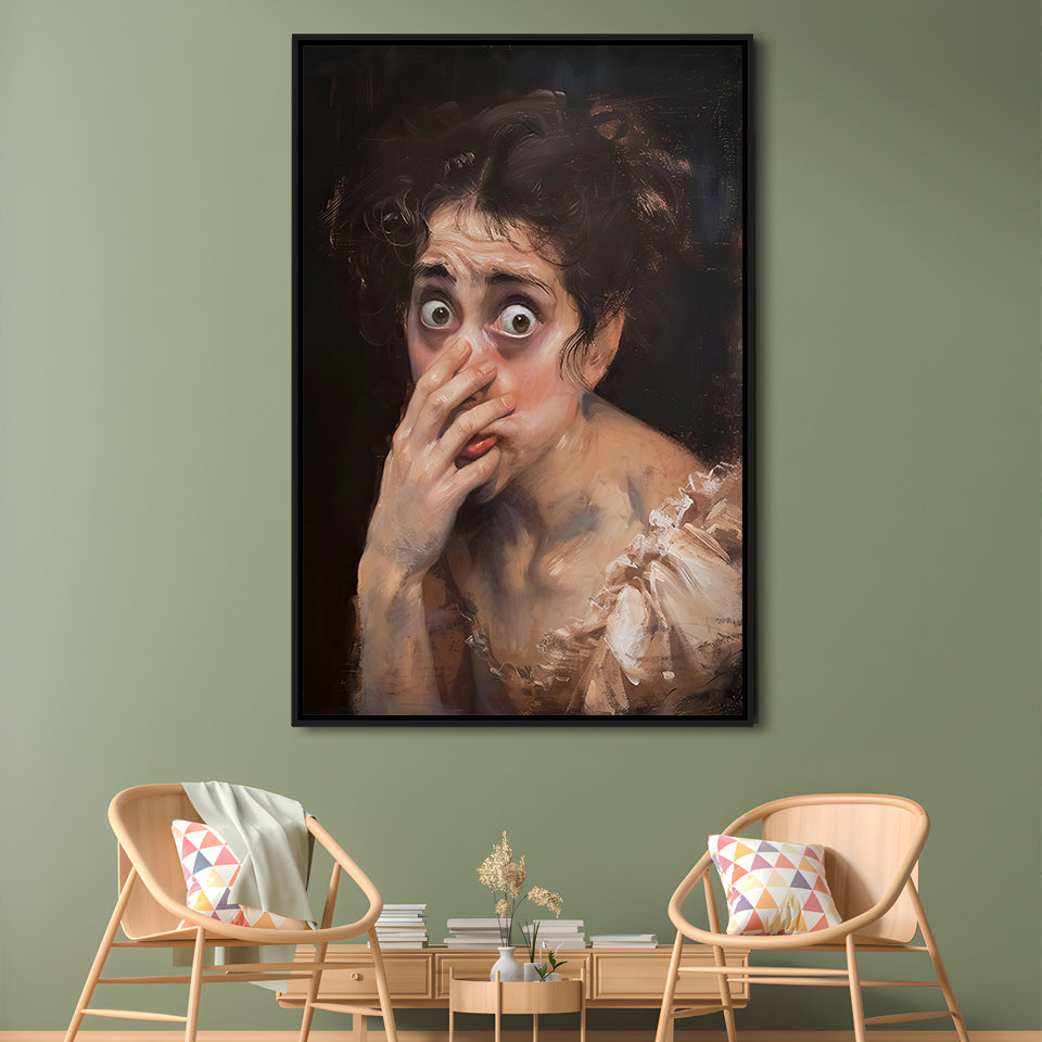 Stinky Bathroom Art Print Painting Vintage Print Toilet Humor Amusing, Framed Canvas Print Wall Art, Floating Frame