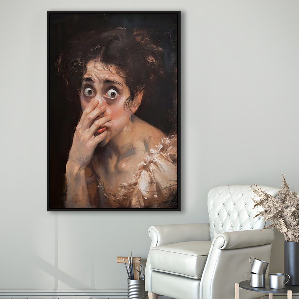 Stinky Bathroom Art Print Painting Vintage Print Toilet Humor Amusing, Framed Canvas Print Wall Art, Floating Frame