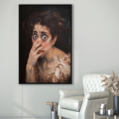 Stinky Bathroom Art Print Painting Vintage Print Toilet Humor Amusing, Framed Canvas Print Wall Art, Floating Frame